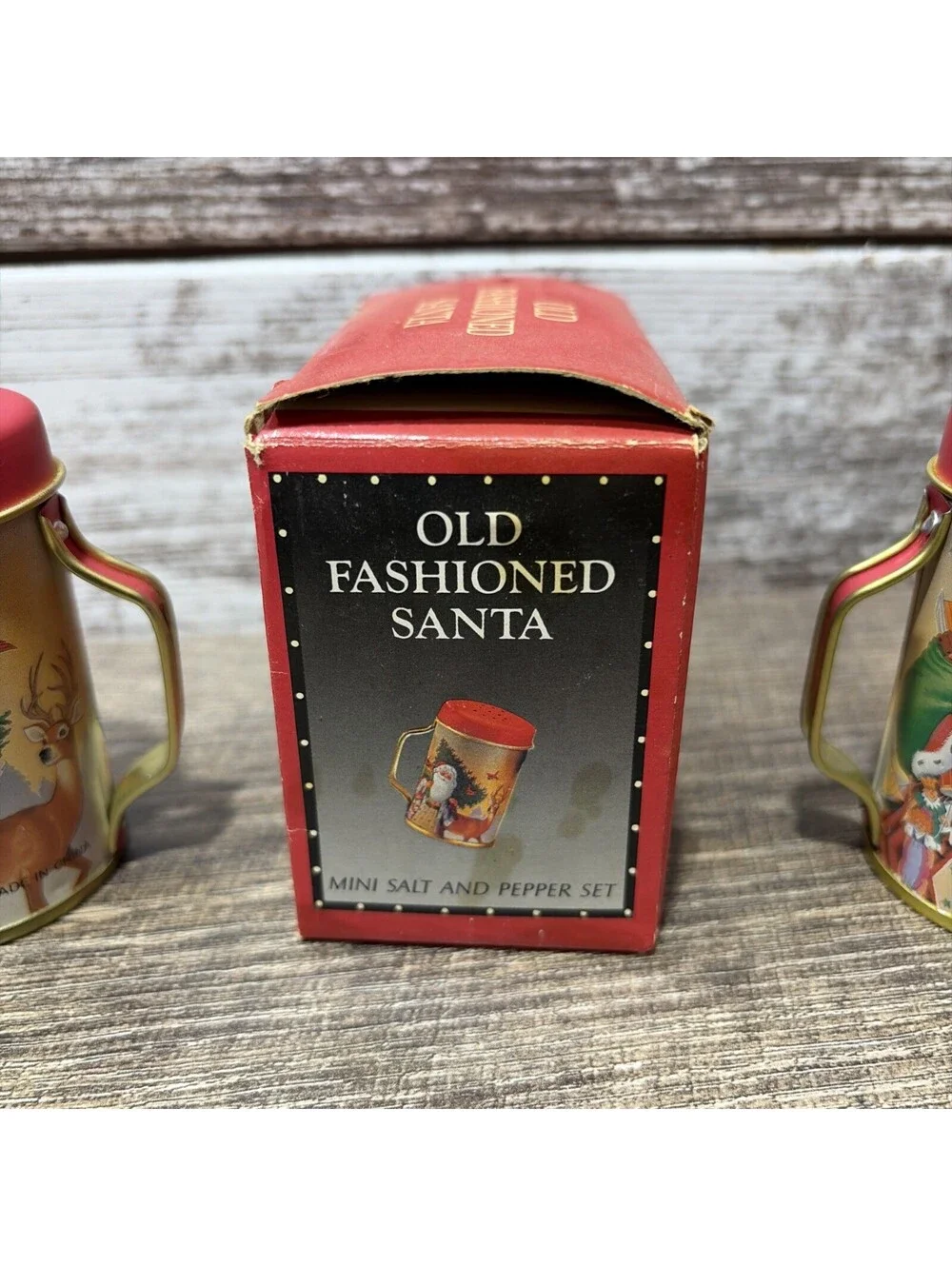 Christmas Old Fashioned Santa Mini Salt & Pepper Shakers Holiday Set New In Box